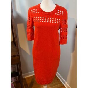 Milly NY Neon Orange Cutout Sweater Knit Dress Small‎ Y2K VGC Pop Luxe